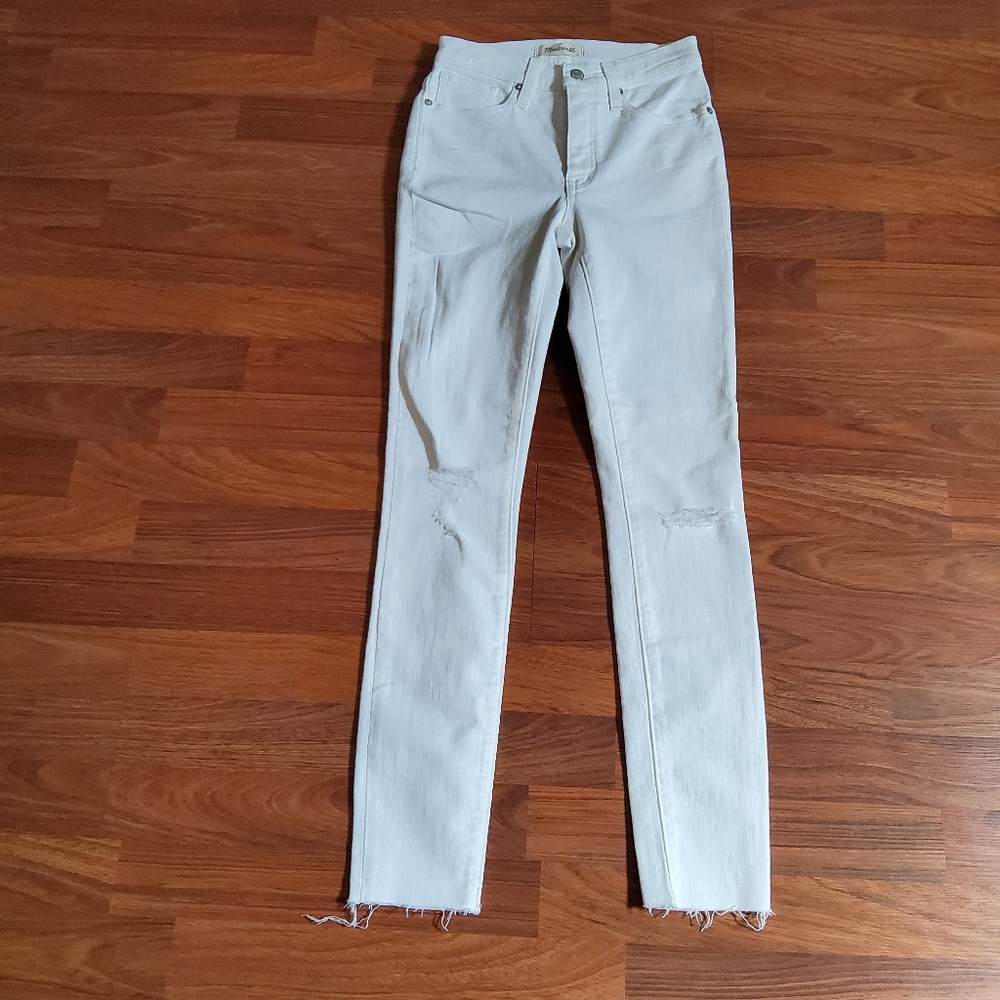 Madewell White 9" High-Rise Skinny Crop Jeans NWOT Size 24 Tall Distressed